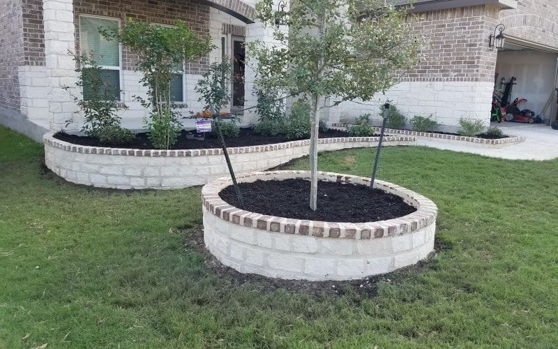 Chopped Stone Planter Installed San Antonio