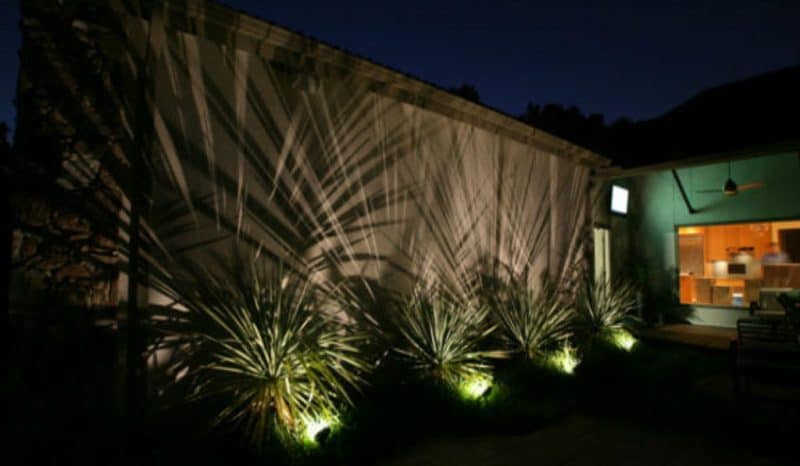 Backyard Planter Bed Landscape Lights installed