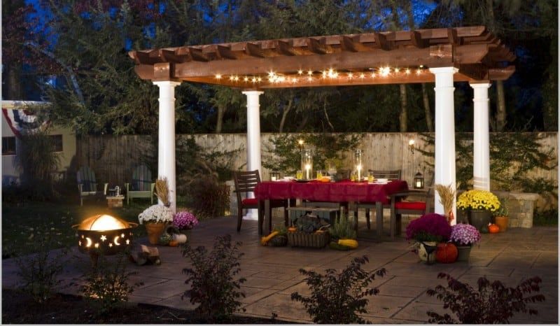 Wooden Pergola Lighting installed in Backyard