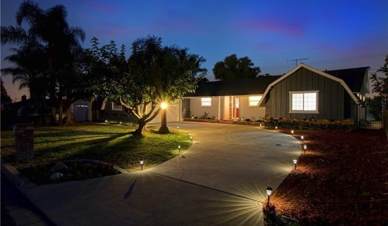 Driveway LED Lights placed every 5 ft to illuminate entrance