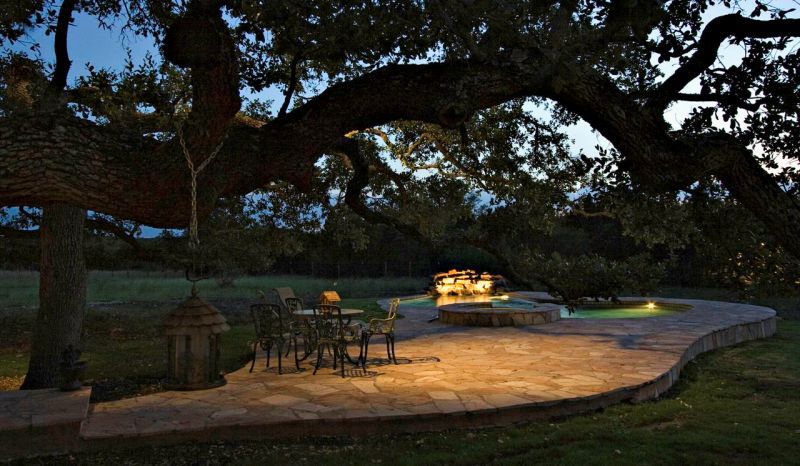 Landscape Lighting used to Create a Moon Light Effect on a Patio Area