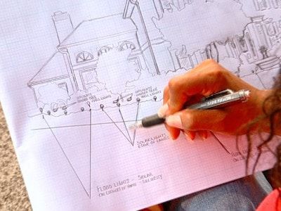 Designer drawing a Landscape Design