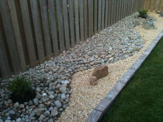 Cali Style Landscape Installed using Paving Stone and 2 Styles of River Rock in San Antonio