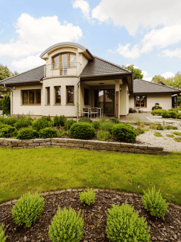 Backyard transformed with planter beds, shrubbery and xeriscaping