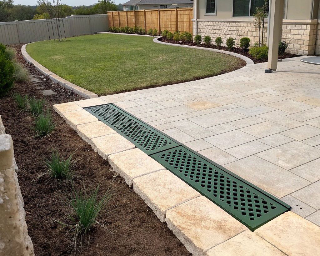 San Antonio yard drainage diagnosis with low-spot catch basin installation to stop pooling and protect landscape