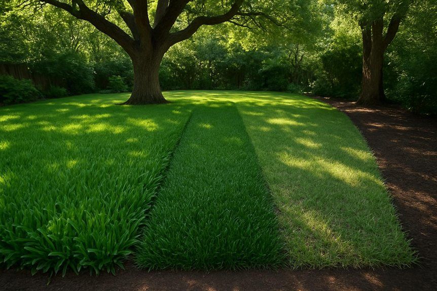 Side-by-side comparison of St. Augustine, Zoysia, and Bermuda sod types
