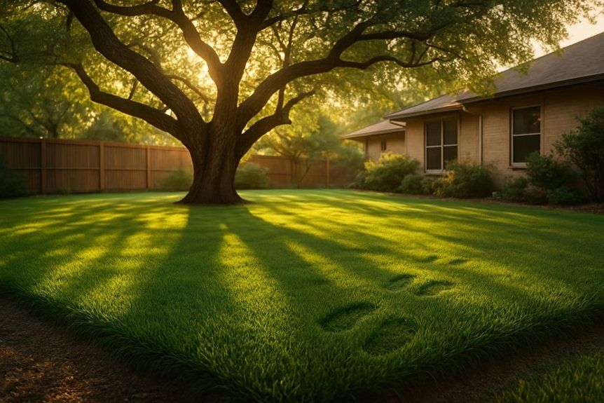 Zoysia sod in partial shade showing durability and dense turf