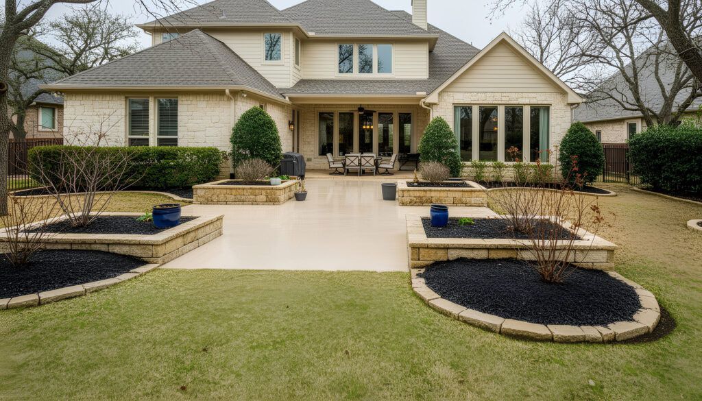 Helotes luxury backyard cleanup after landscaping, refreshed outdoor space with drought-tolerant landscape design