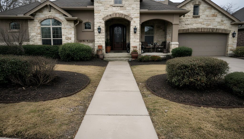 San Antonio front yard refresh with drought-tolerant xeriscape landscape design, clean edging and low-water plants